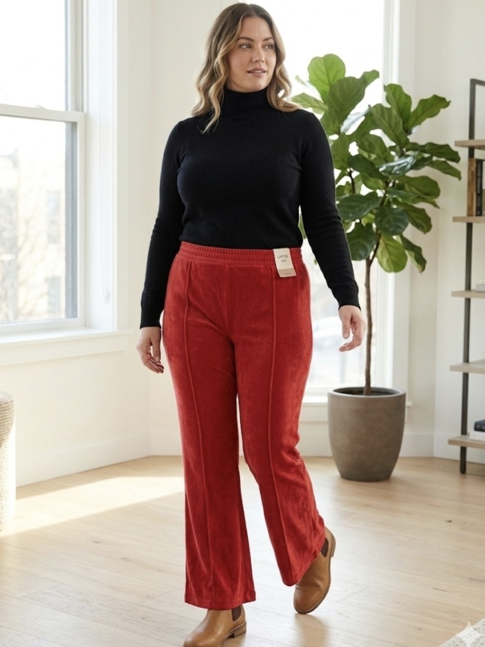 aerie Red Velvet Boot Cut Pants
